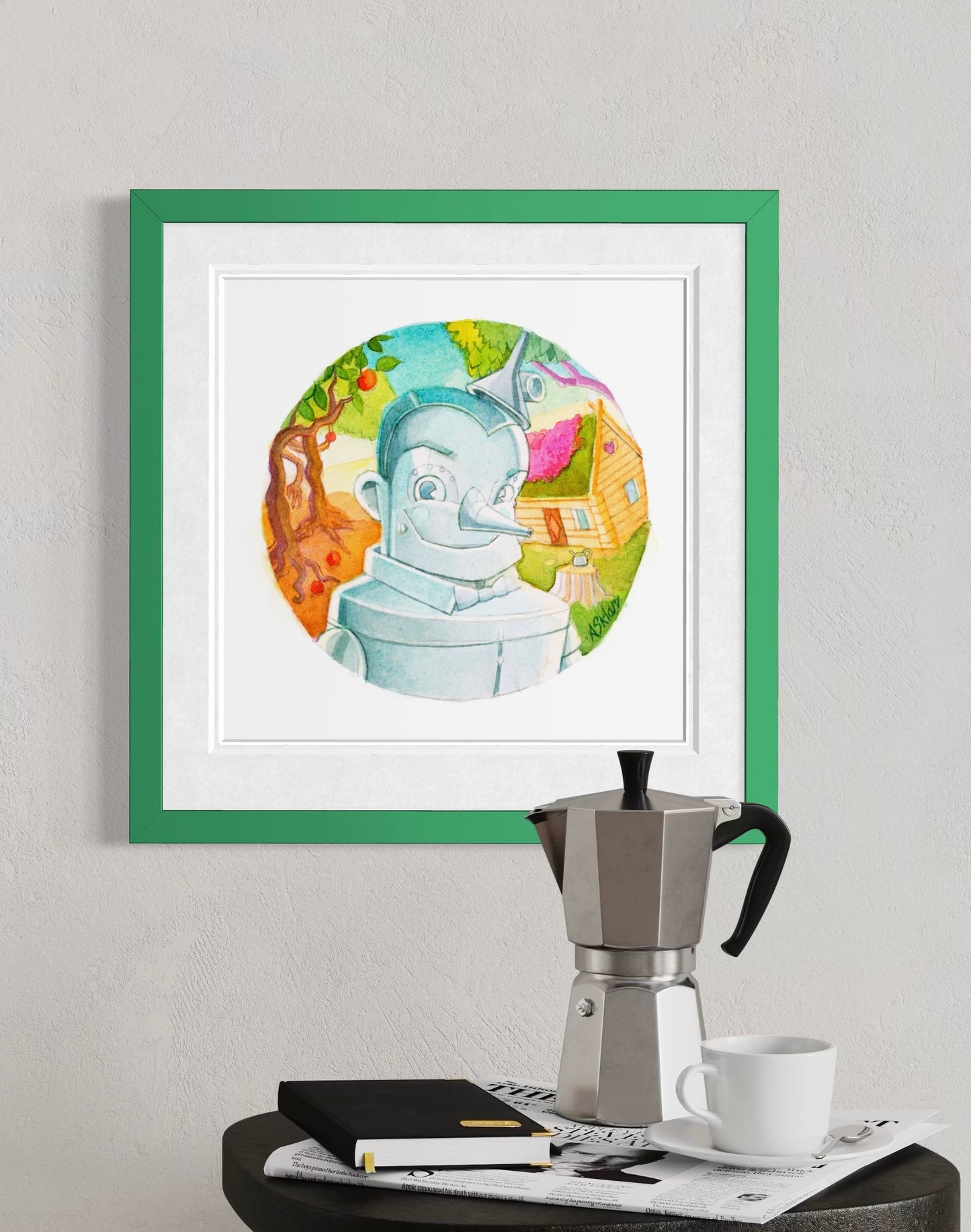 Illustrated suggestion of artwork framed.